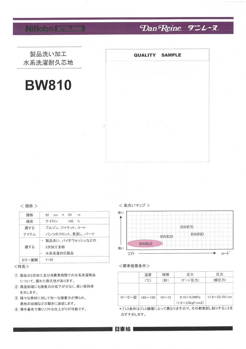 BW810 产品水洗加工水洗耐用衬布（15D） 日东纺绩