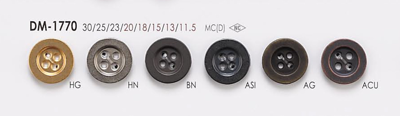 DM1770 用于夹克和西装的 4 孔金属纽扣 爱丽丝纽扣