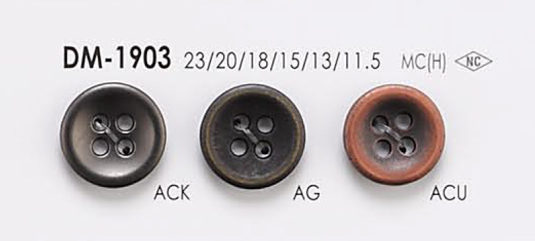 DM1903 用于夹克和西装的 4 孔金属纽扣 爱丽丝纽扣