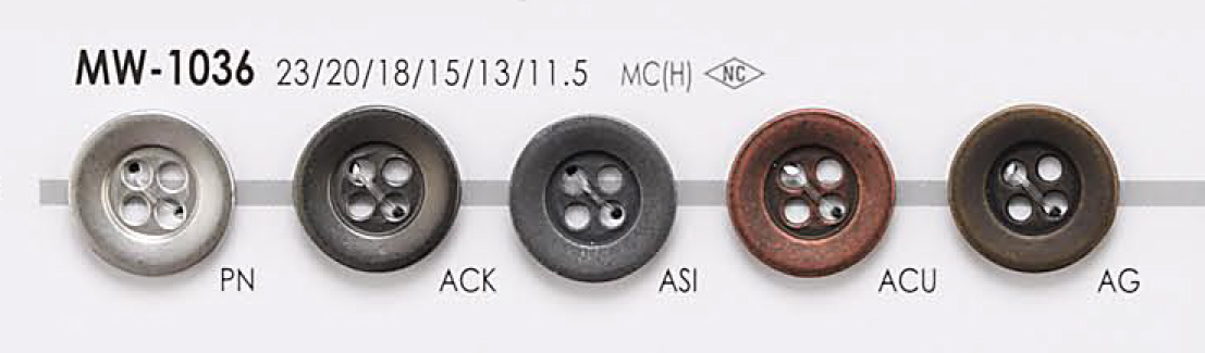 MW1036 用于夹克和西装的 4 孔金属纽扣 爱丽丝纽扣