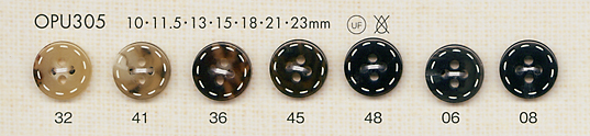 OPU305 针迹设计 4 孔玳瑁色聚酯纤维纽扣 大阪纽扣（DAIYA BUTTON）