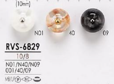 RVS6829 黄铜/聚酯纤维针卷曲色调金属球纽扣