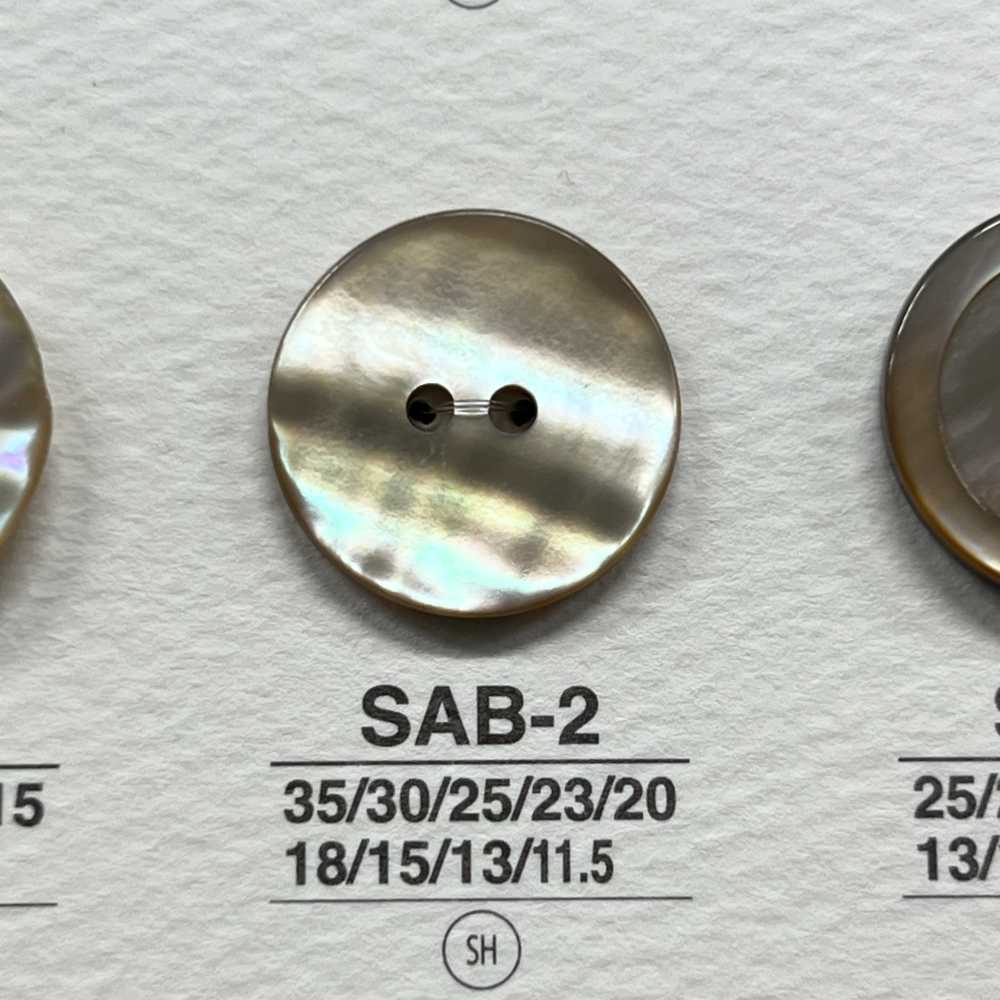 SAB2 天然材料贝壳2 孔光面纽扣 爱丽丝纽扣