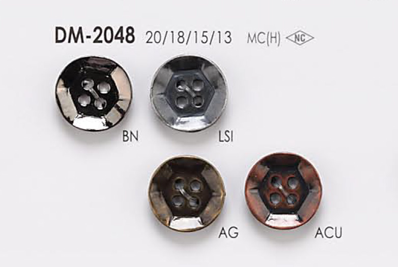 DM2048 用于夹克和西装的 4 孔金属纽扣 爱丽丝纽扣