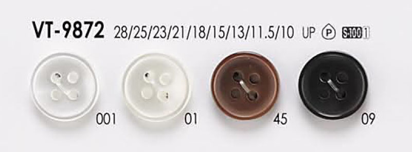 VT-9872 4 孔聚酯纤维纽扣，用于仿仿贝壳衬衫和衬衫 爱丽丝纽扣