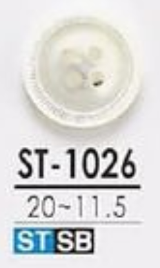 ST-1026 由尖尾螺制成，正面有 4 个孔和光面纽扣 爱丽丝纽扣