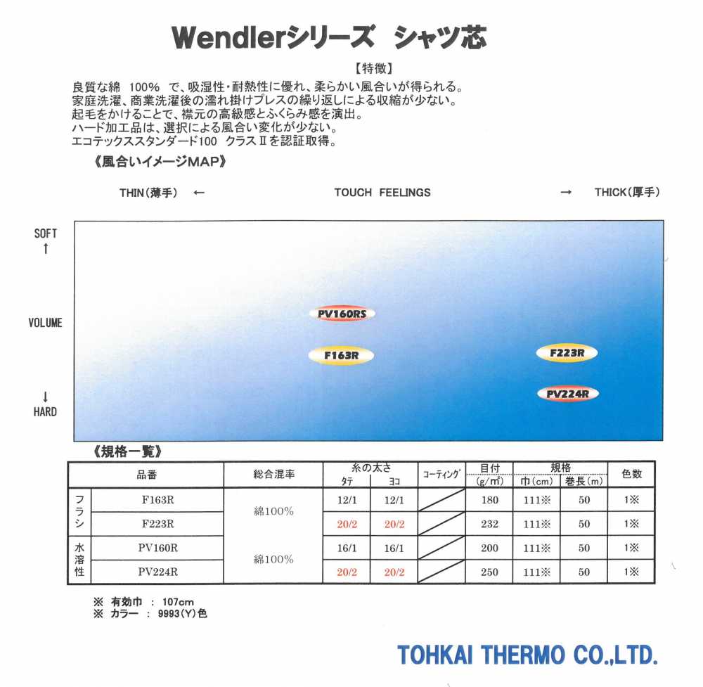 PV160R 衬衣衬布（水溶性） 东海Thermo（Thermo）