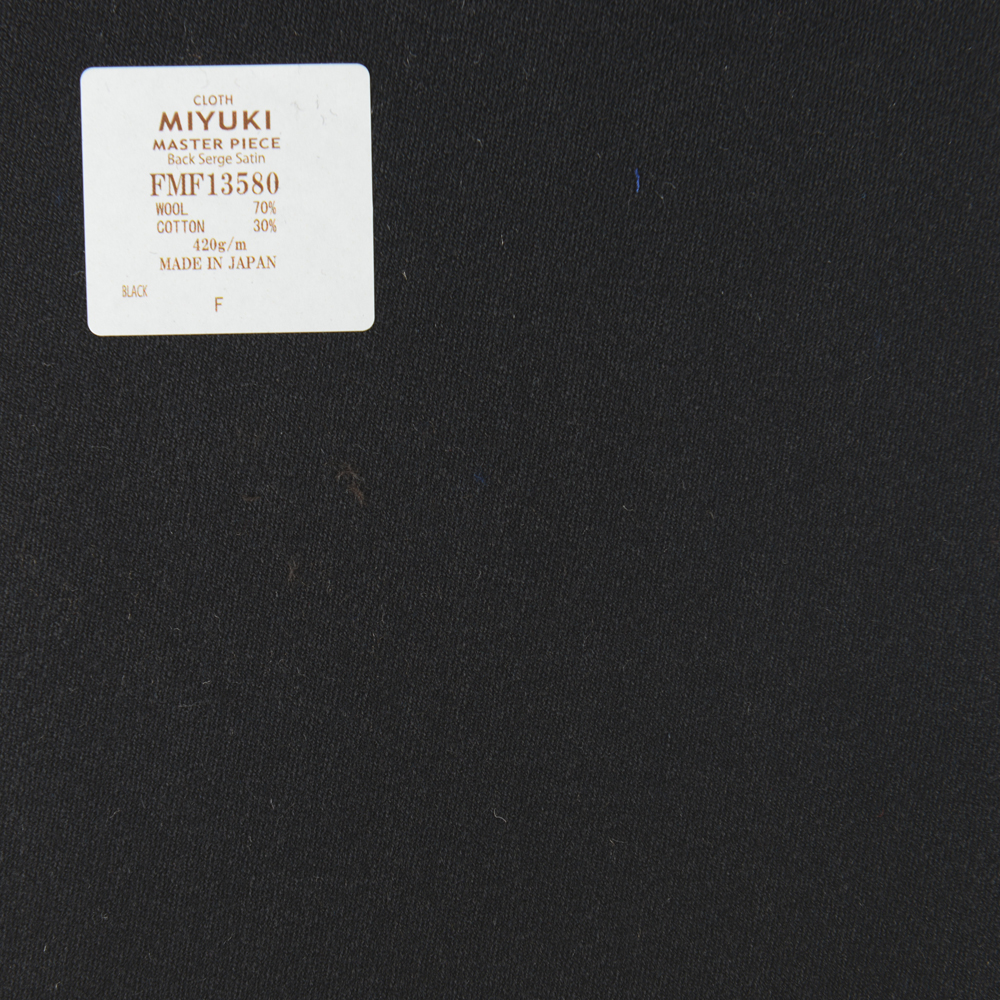 FMF13580 Masterpiece Back 哔叽 横贡缎纯色羊毛棉质黑色[面料] 美雪敬织 (Miyuki)