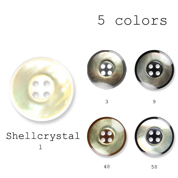 シェルクリスタル 贝壳/聚酯纤维纽扣，适用于西装和夹克，日本制造[特价]