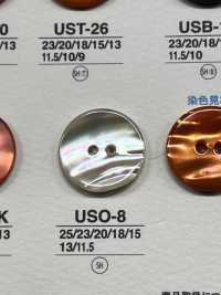 USO8 天然材料外壳染色前孔 2 孔光面纽扣 爱丽丝纽扣 更多图片
