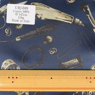 URJ-049 意大利铜氨100% 印花里料环工具和纽扣设计 蓝色 TCS 更多图片