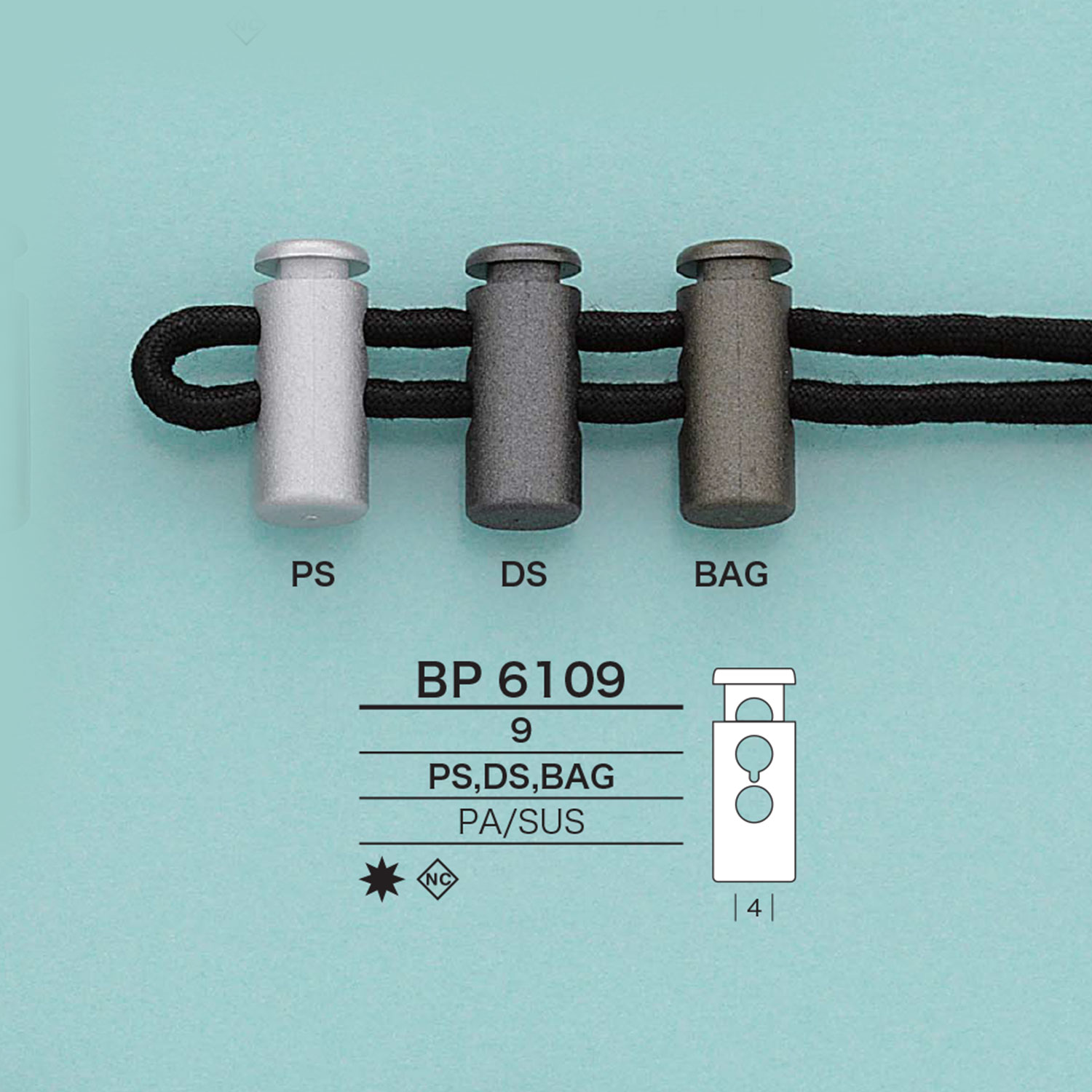 BP6109 圆柱绳子锁[扣和环] 爱丽丝纽扣