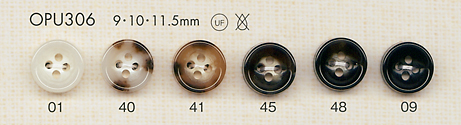 OPU306 用于玳瑁色衬衫和衬衫的4 孔聚酯纤维纽扣 大阪纽扣（DAIYA BUTTON）