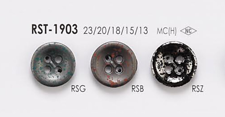 RST1903 用于夹克和西装的 4 孔金属纽扣 爱丽丝纽扣