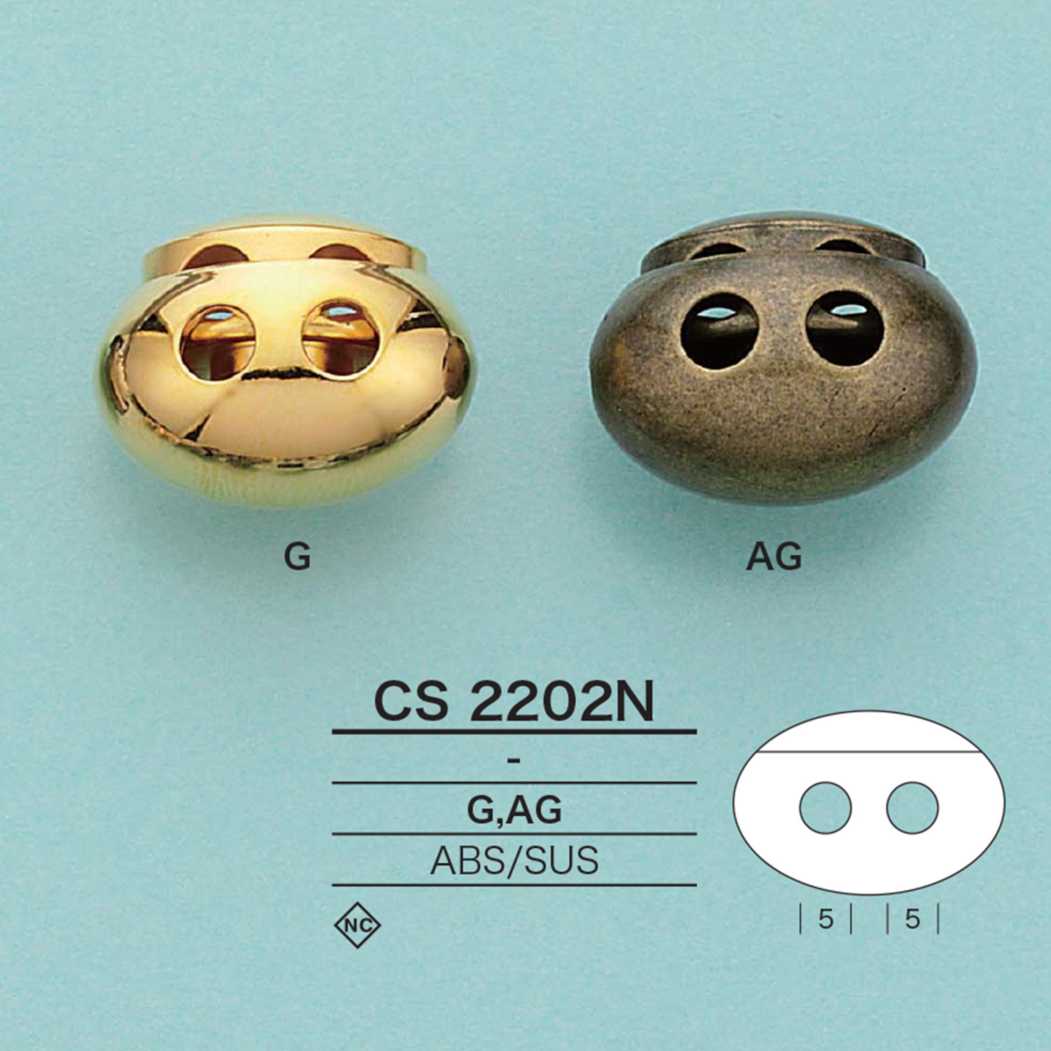 CS2202N 椭圆绳子锁[扣和环] 爱丽丝纽扣