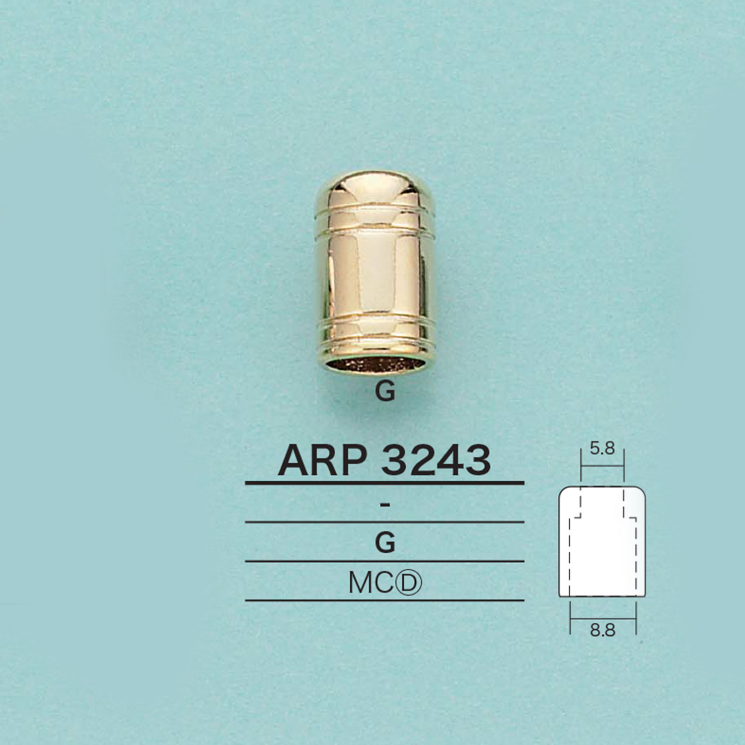 ARP3243 圆柱绳帽（镀层）[扣和环] 爱丽丝纽扣