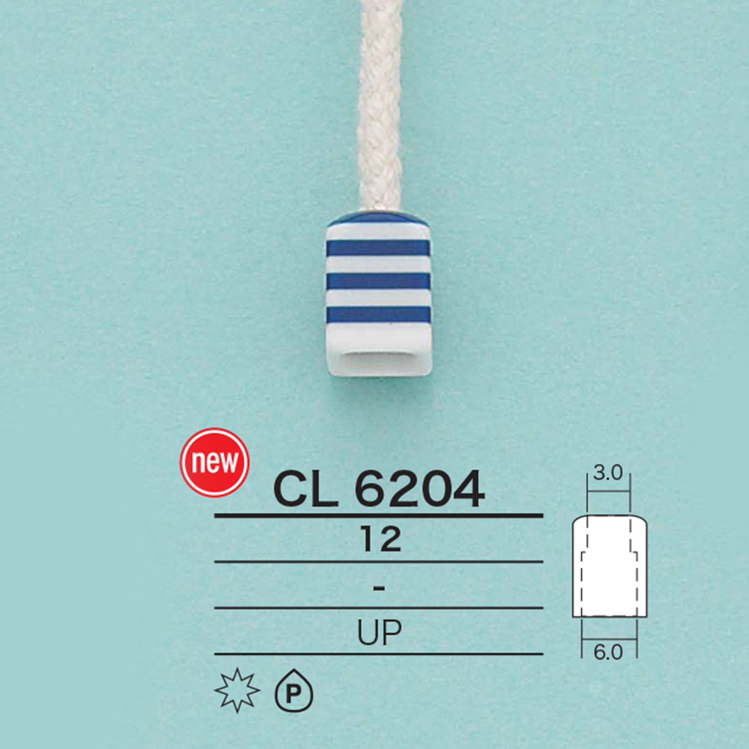 CL6204 方形绳帽（横条纹）[扣和环] 爱丽丝纽扣