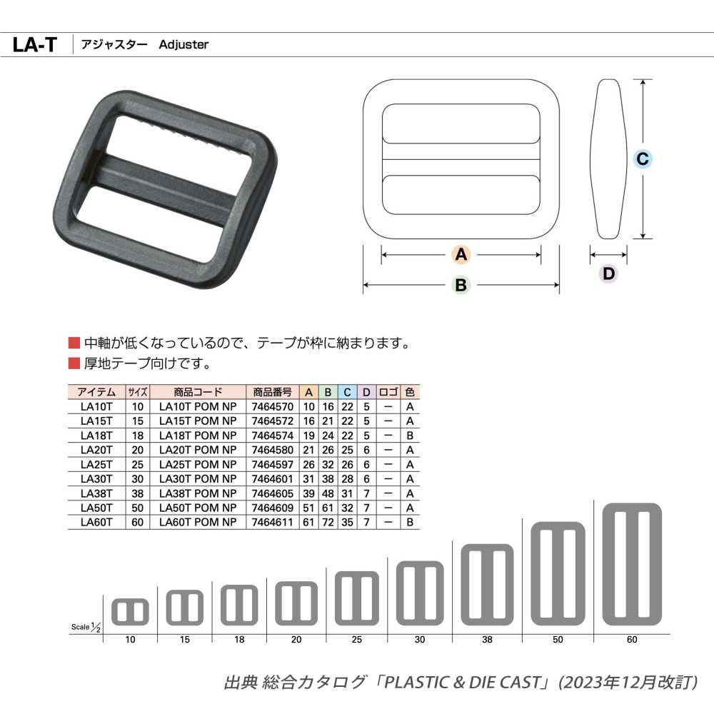 LA-T 用于厚的塑料带调节器[扣和环] YKK