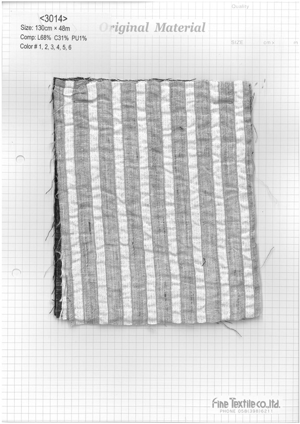3014 亚麻棉条纹抽褶[面料] 精细纺织品