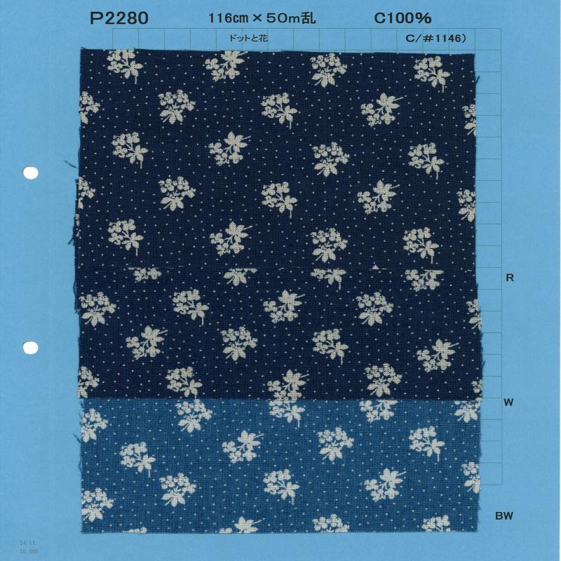 P2280-dotflower 布雷布拔染印花圆点和花朵[面料] 吉和纺织