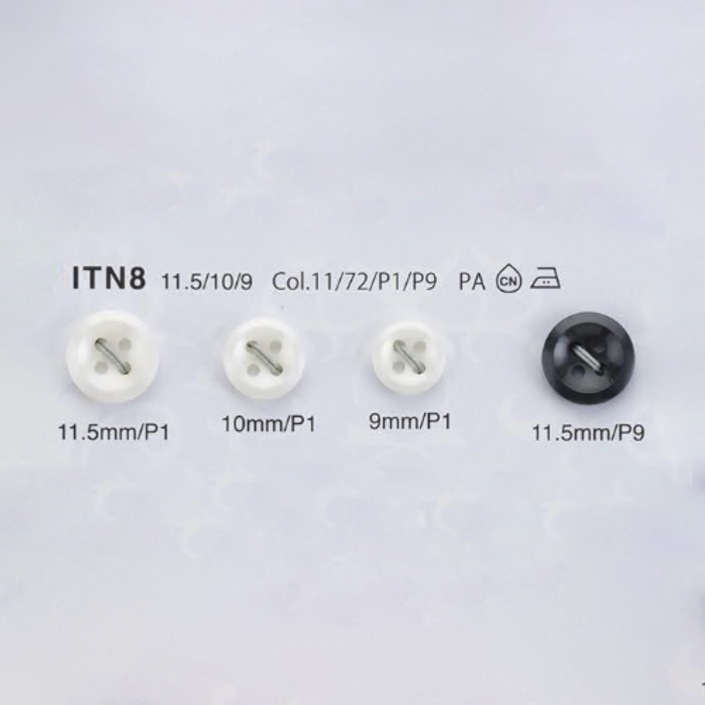 ITN8 耐热/耐冲击尼龙衬衫纽扣（珍珠色） 爱丽丝纽扣