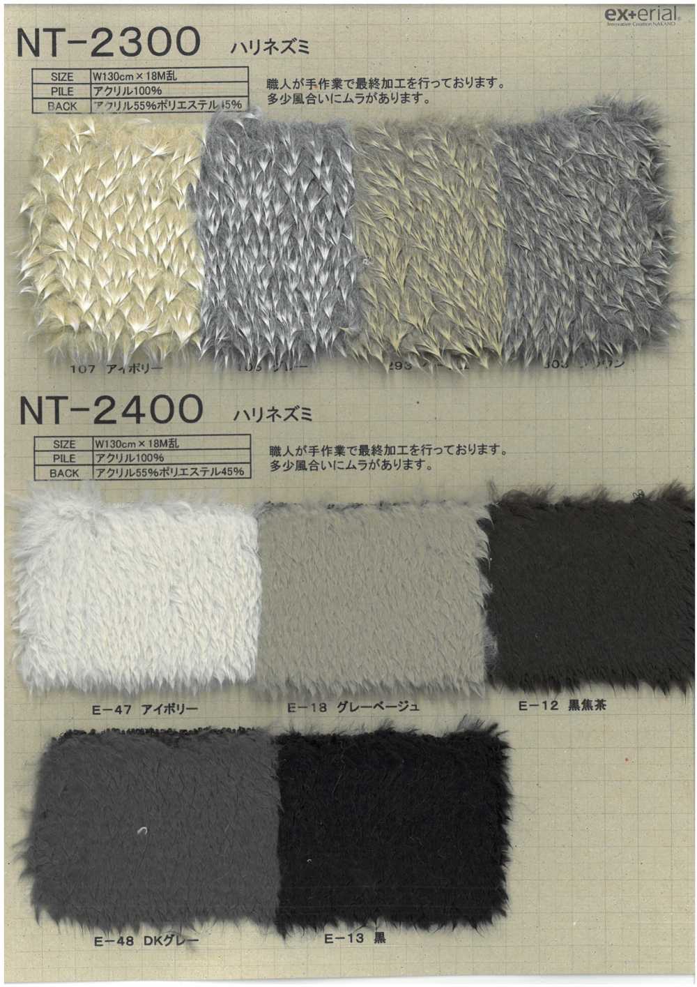 NT-2300 工艺毛皮【刺猬】[面料] 中野袜业
