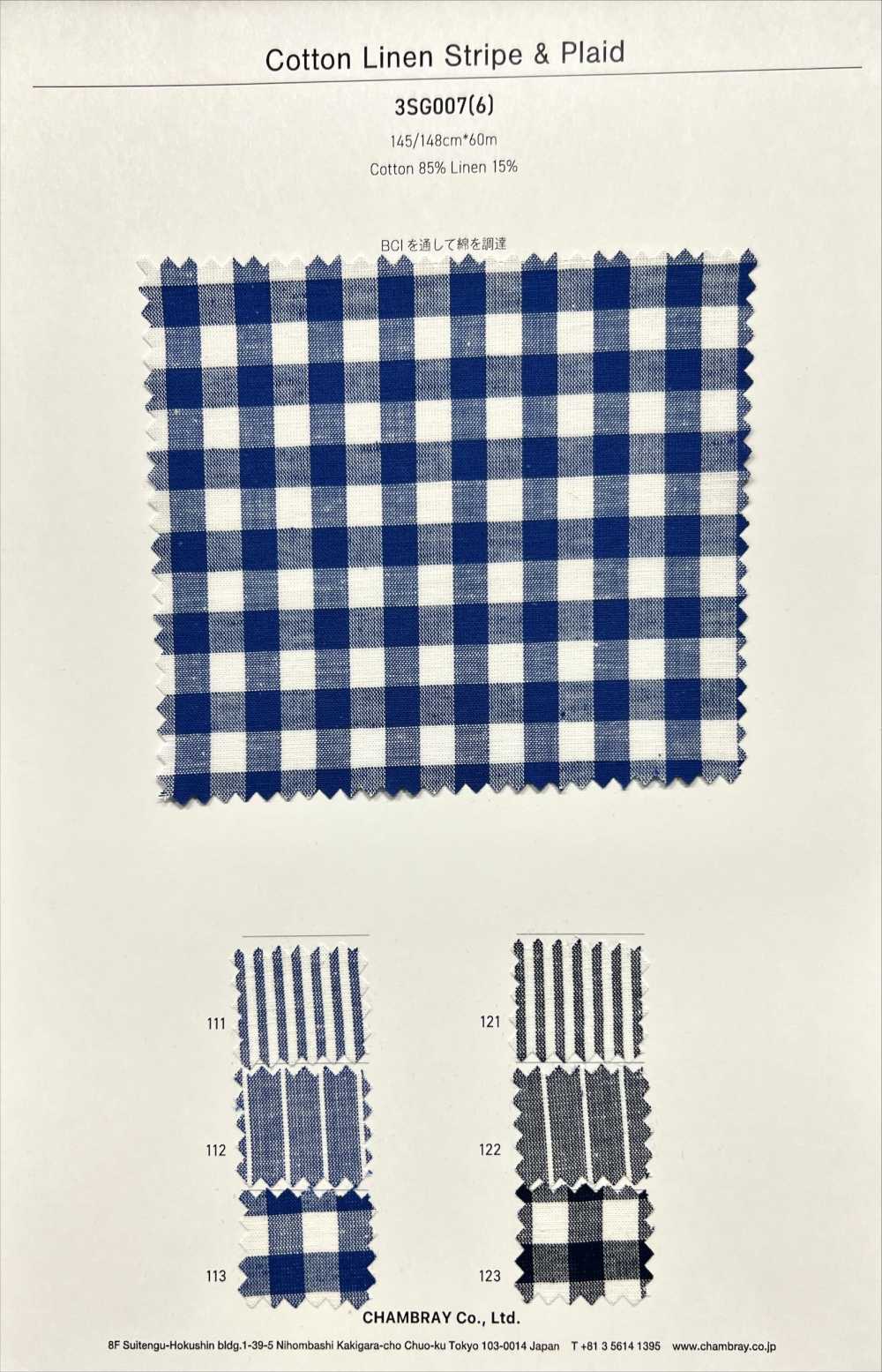3SG007(6) 棉麻条纹和格子[面料] CHAMBRAY