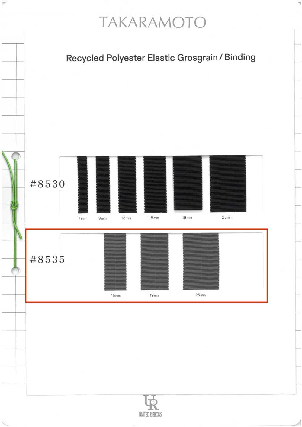 8535 再生聚酯纤维弹性织带[缎带/丝带带绳子] UNITED RIBBONS