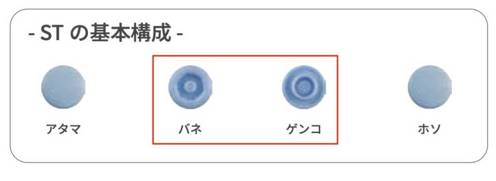 ST-30-B/C サンテナック ST30 バネ/ゲンコ SET[四合扣和气眼扣] KAJITECH