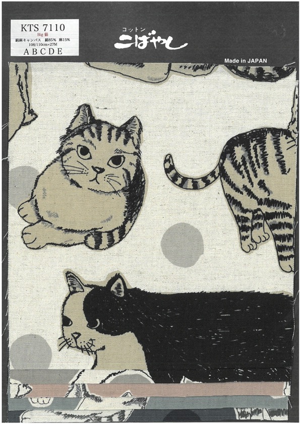 KTS7110 麻帆布猫印花[面料]