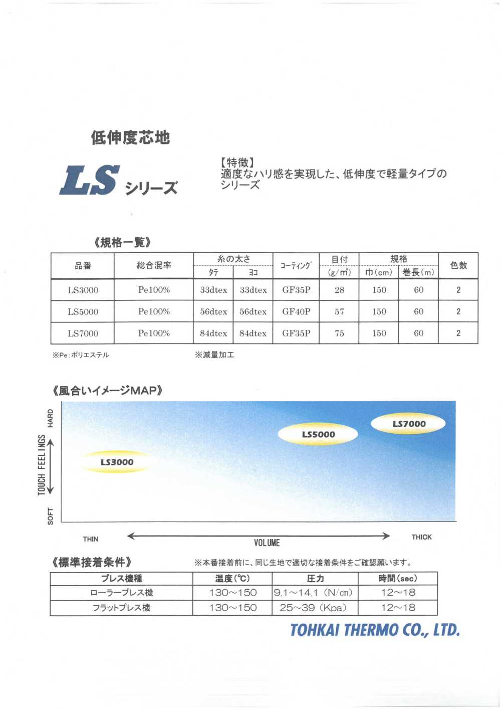 LS-SAMPLE 粘合衬LS系列样卡 东海Thermo热工