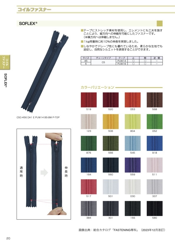 45CSC-PUW16 SOFLEX&#174;树脂拉链45尺寸封闭端 YKK