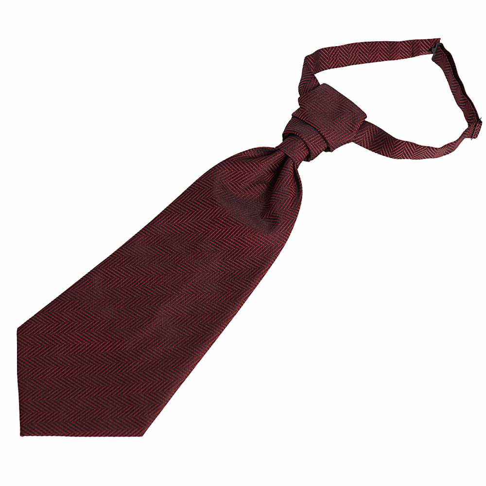 YT-23 日本制造提花阿斯科特领巾（领带）人字纹酒红色[正装配饰] 山本（EXCY）