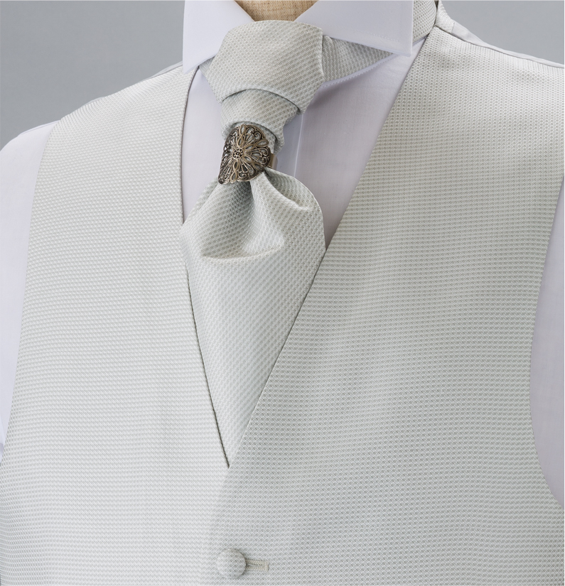 YT-301 国产真丝领带（欧式阿斯科特领巾）小图案银色[正装配饰] 山本（EXCY）