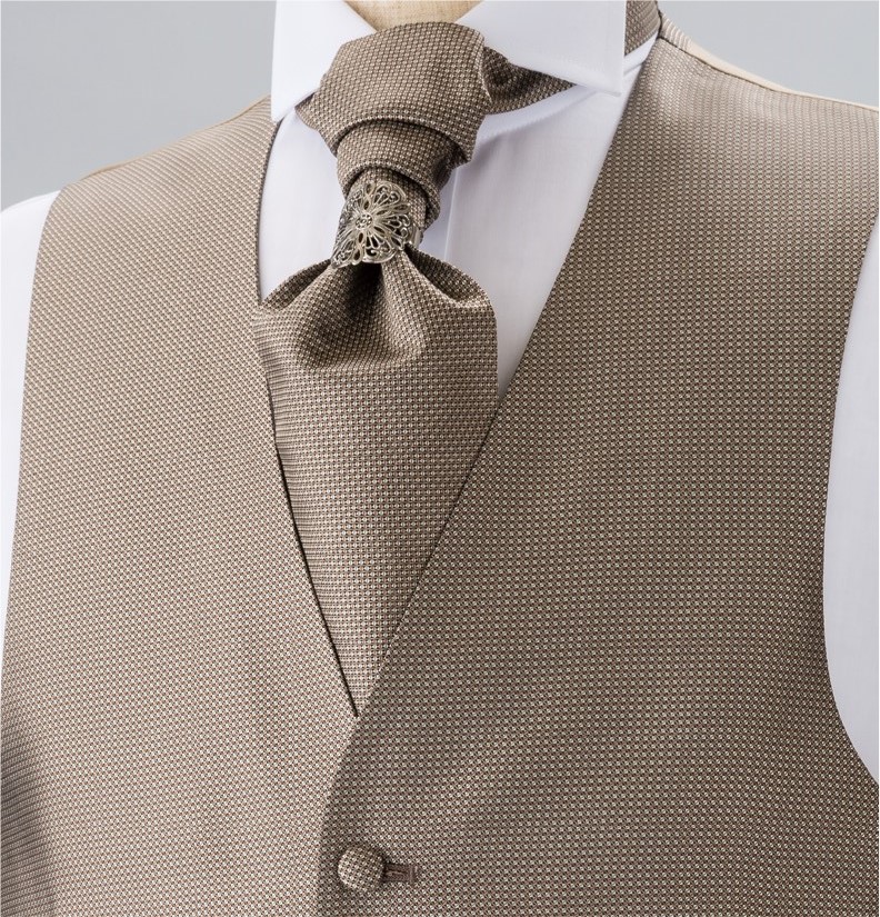 YT-303 国产真丝领带（欧式阿斯科特领巾）小图案棕色[正装配饰] 山本（EXCY）