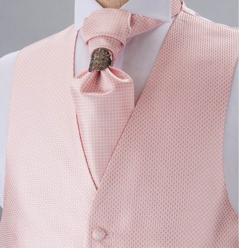 YT-984 国内真丝阿斯科特领巾（欧元并列）鹿子单珠地图案的粉色[正装配饰] 山本（EXCY）
