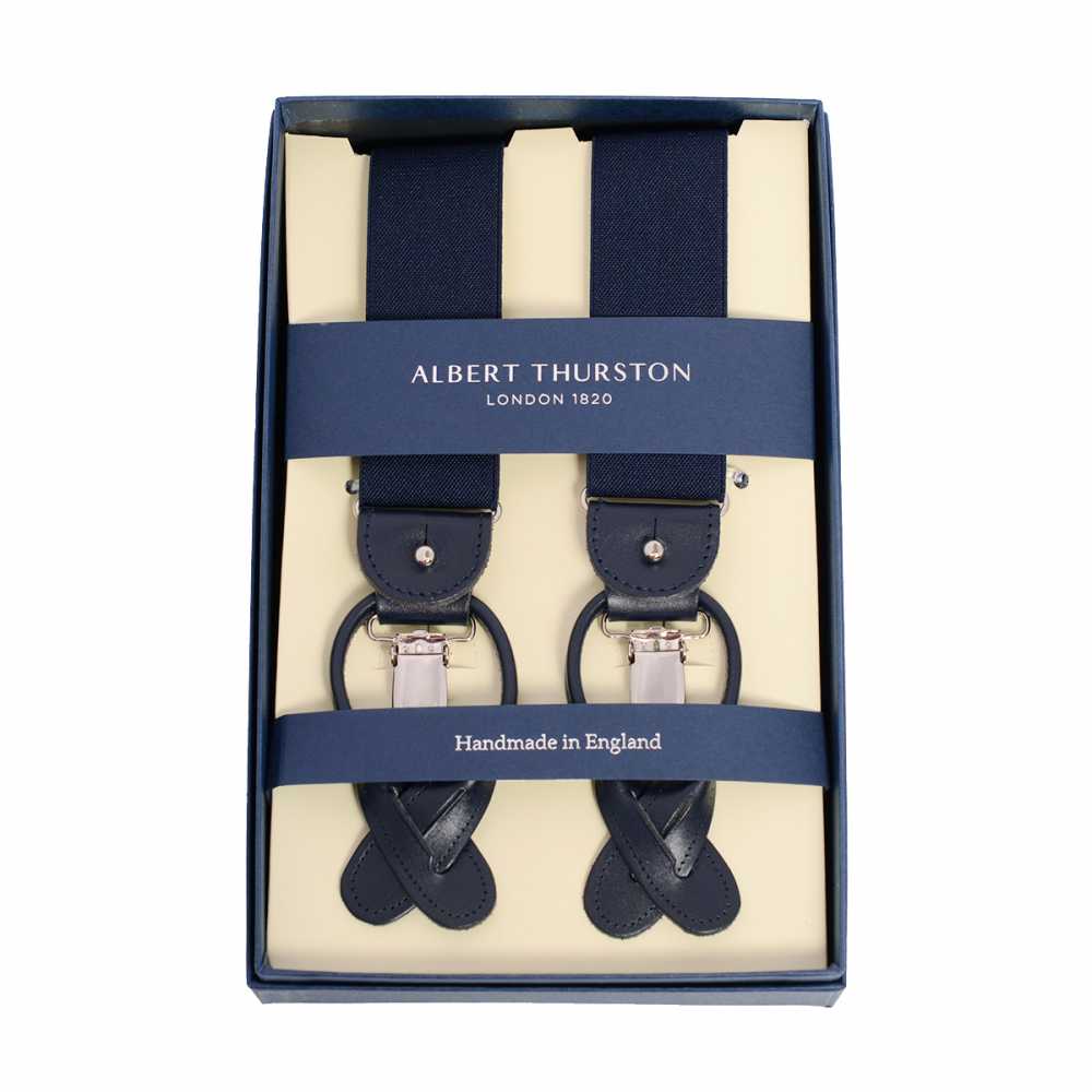 AT-NAVY-XL Albert Thurston吊带海军蓝色纯色35 毫米XL码[正装配饰] ALBERT THURSTON