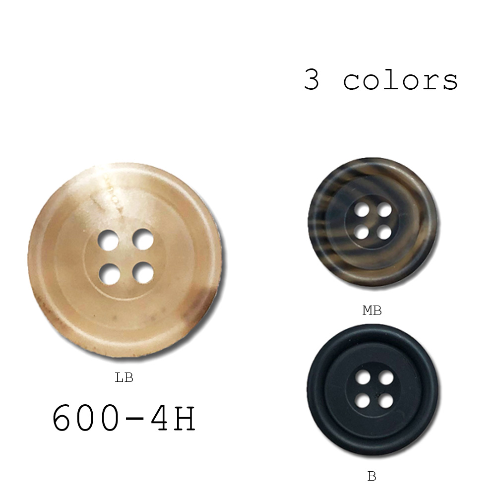 600-4H 4孔水牛角纽扣纽扣，用于家用西装和夹克 山本（EXCY）