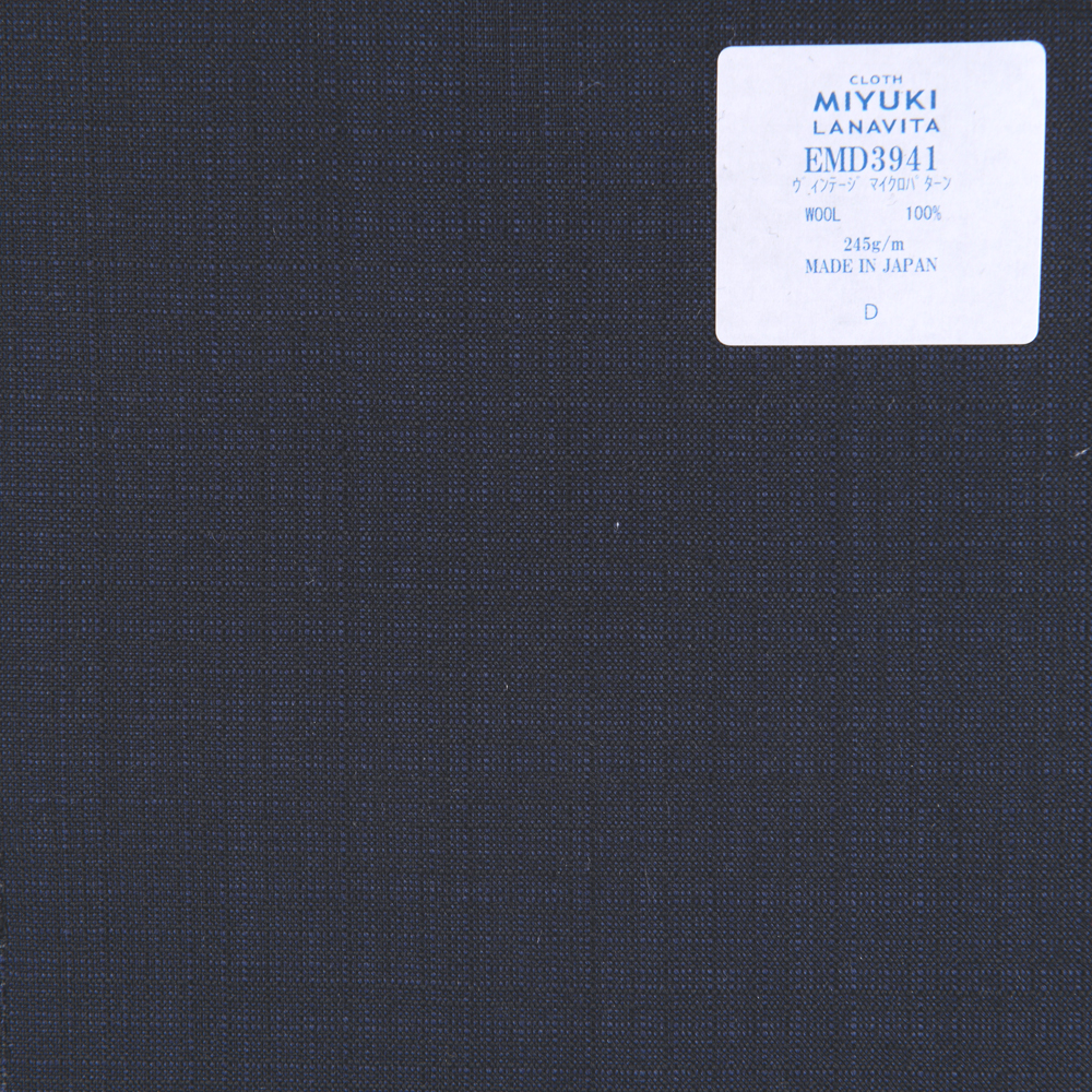 EMD3941 细羊毛系列复古微图案海军蓝色[面料] 美雪敬织 (Miyuki)