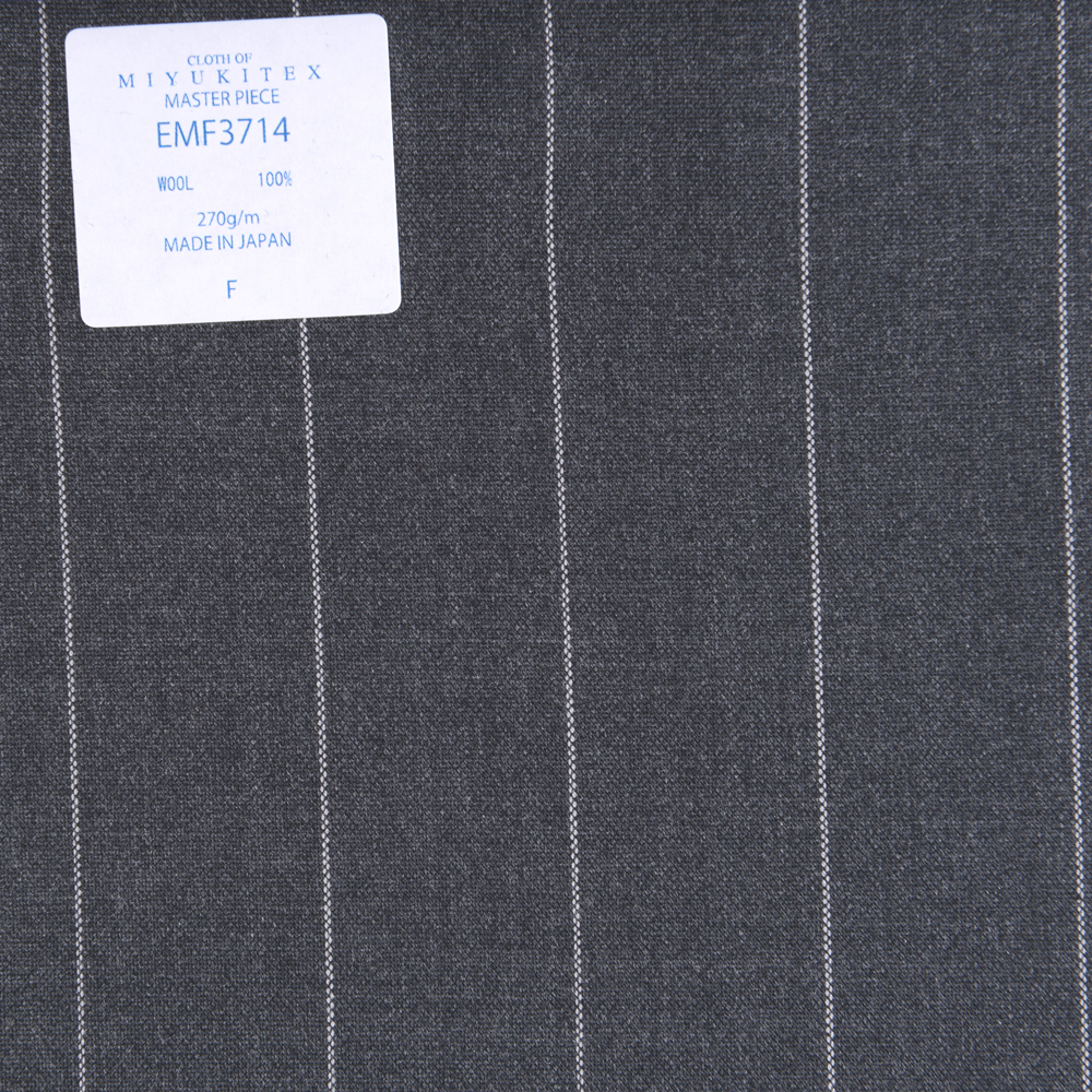 EMF3714 Masterpiece Collection Savile Row Yarn Count系列宽条纹灰色[面料] 美雪敬织 (Miyuki)