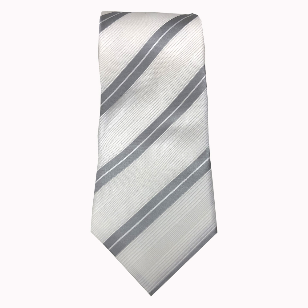 NE-404 Nishijin 编织白色条纹领带[正装配饰] 山本（EXCY）