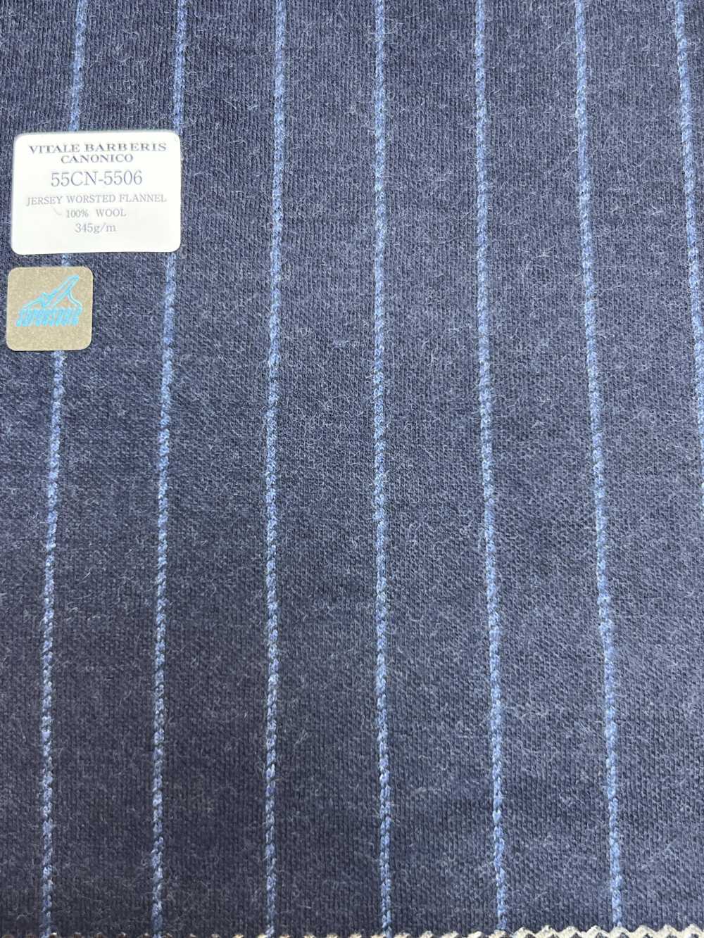 55CN5506 CANONICO 平纹针织精纺法兰绒海军蓝白垩条纹[面料] 佳能