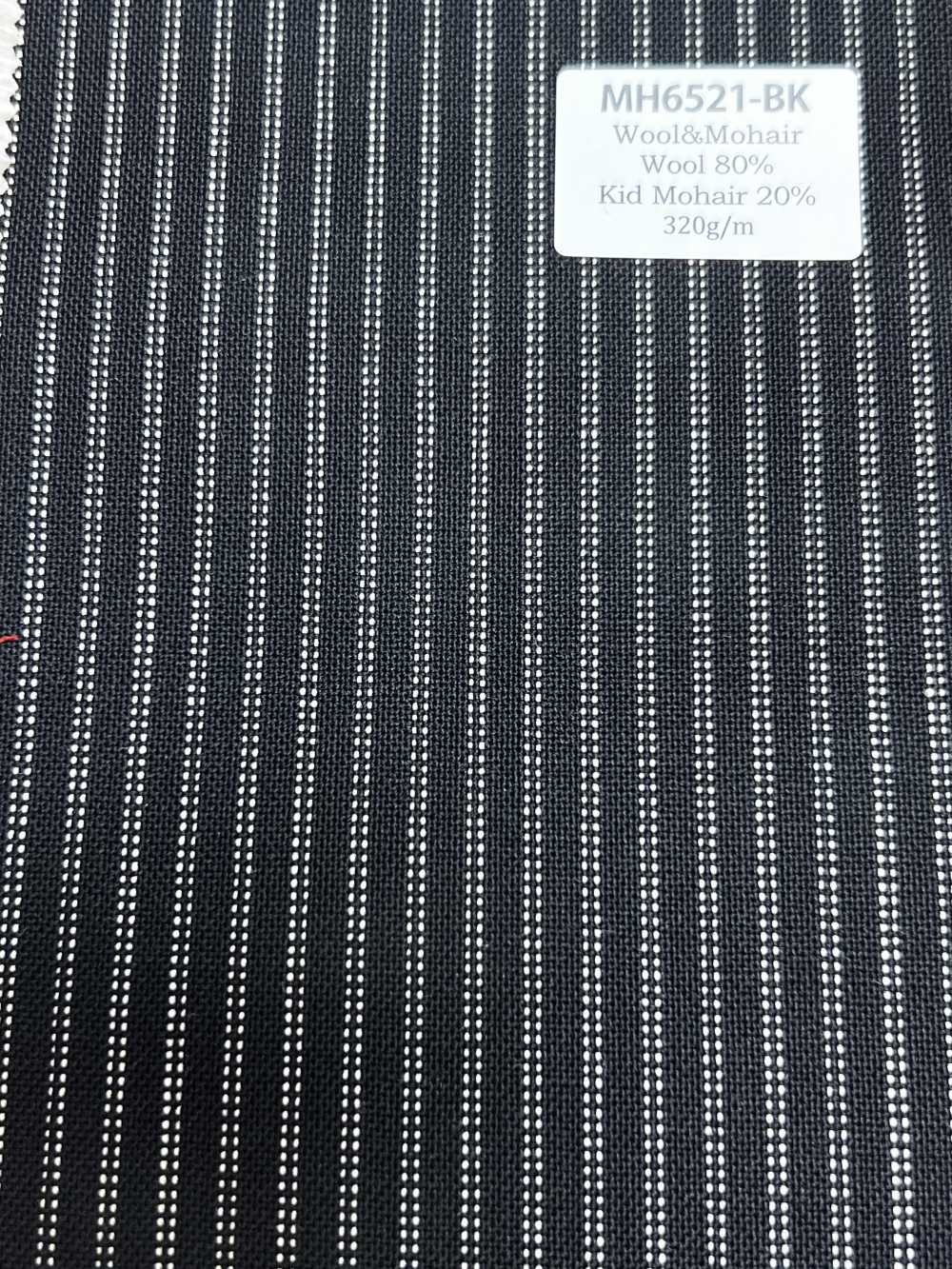 MH6521-BK 经典款 日本产 羊毛马海毛哔叽（仿Tonic风格）条纹 黑色[面料]