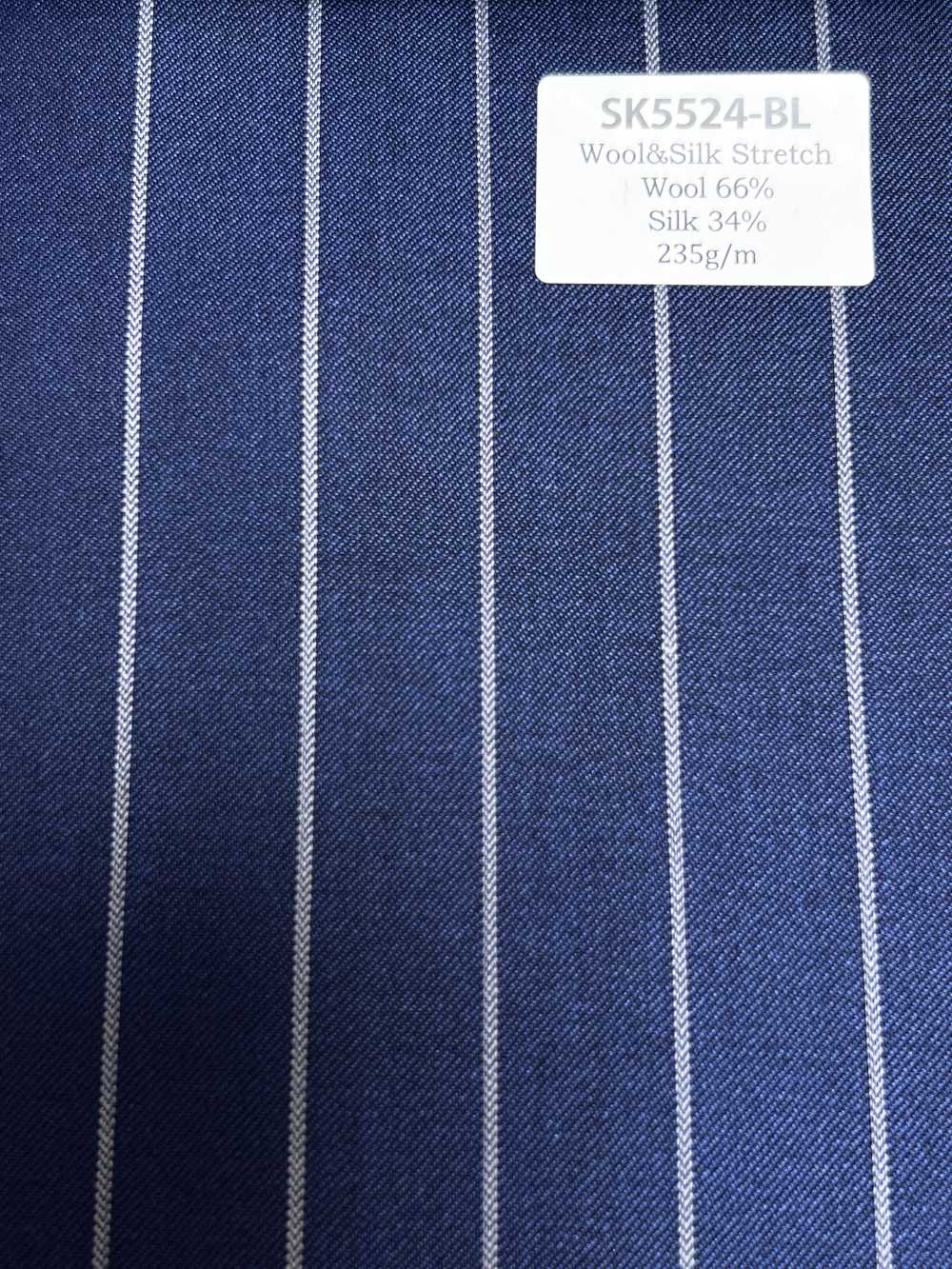 SK5524-BL 经典款 日本产 真丝羊毛弹力条纹 藏青色[面料]