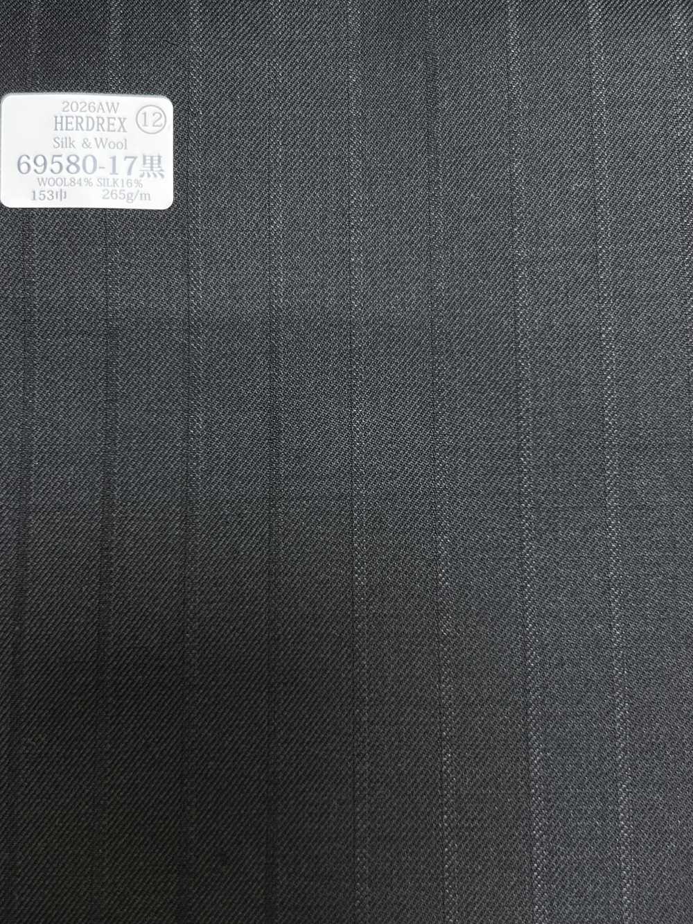69580-17 26AW HERDREX【Silk & Wool】真丝羊毛 黑色 暗纹条纹[面料] 国岛株式会社