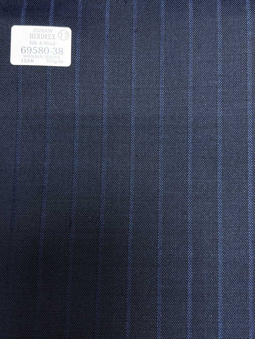 69580-38 26AW HERDREX【Silk & Wool】真丝与羊毛 藏青色 暗纹条纹[面料] 国岛株式会社