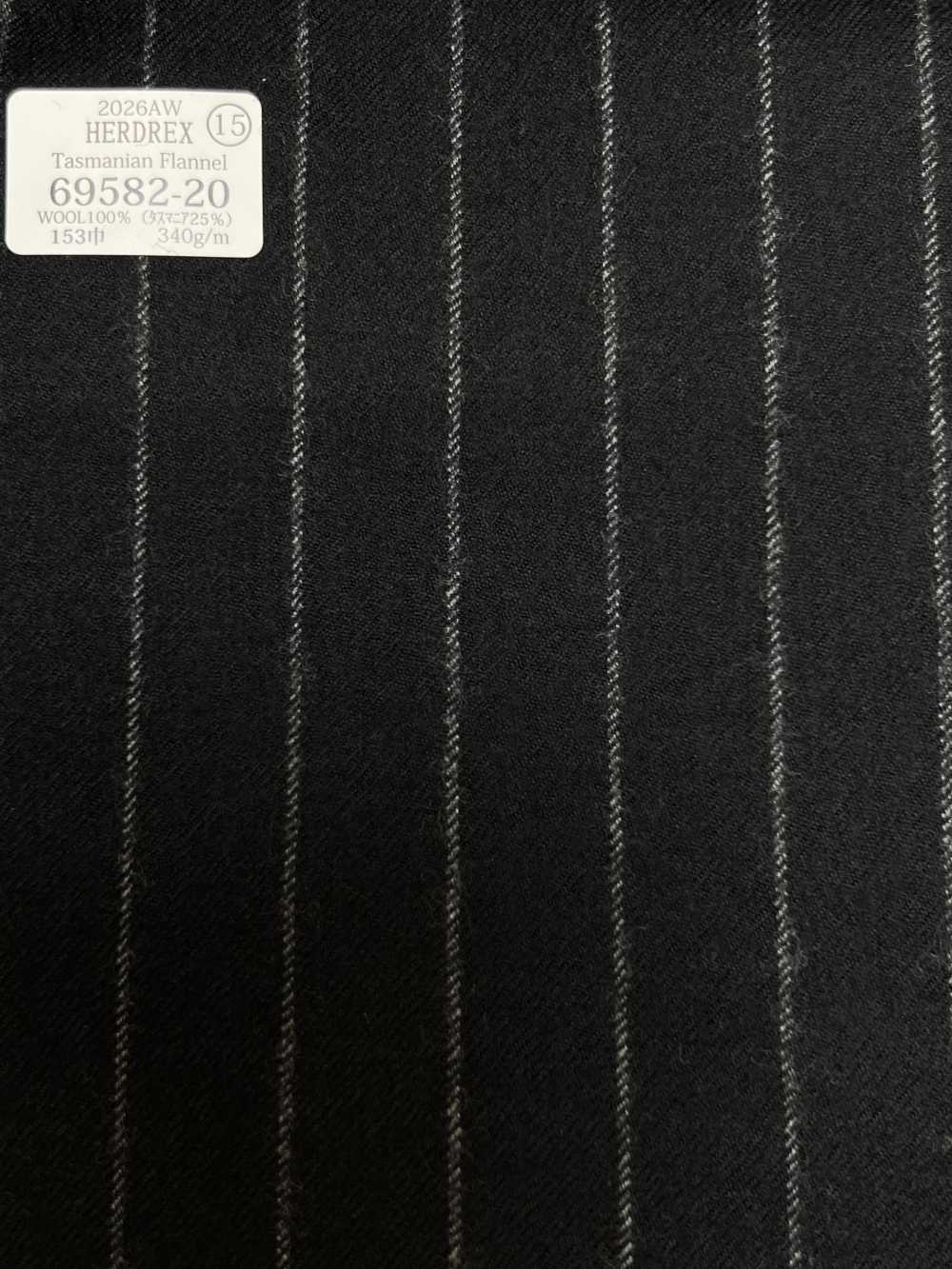 69582-20 26AW HERDREX【Tasmanian Flannel】真丝与羊毛 藏青色条纹[面料] 国岛株式会社