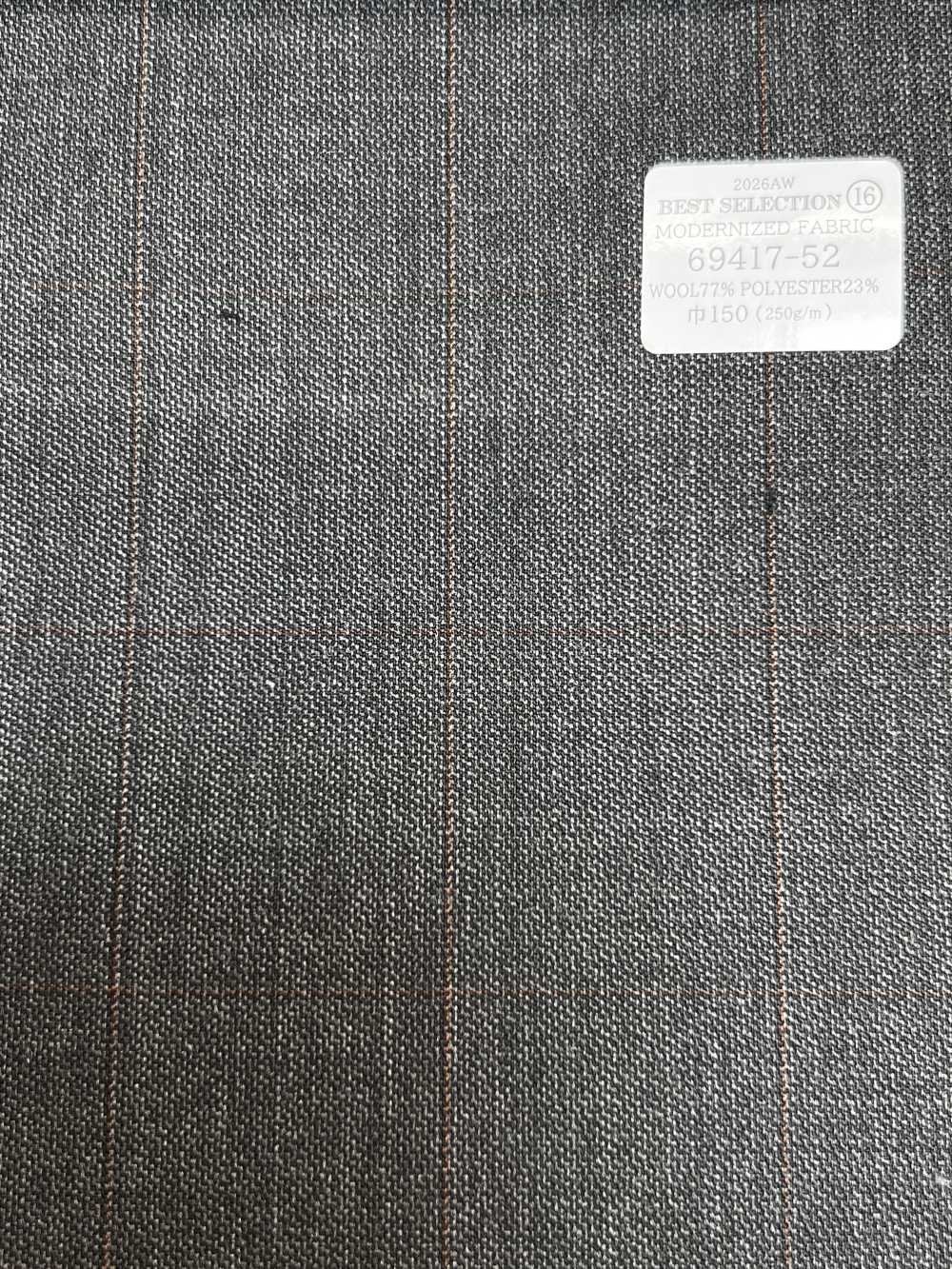 69417-52 26AW BESTSELECTION【现代化面料】现代化面料 灰色 窗格纹 国岛株式会社