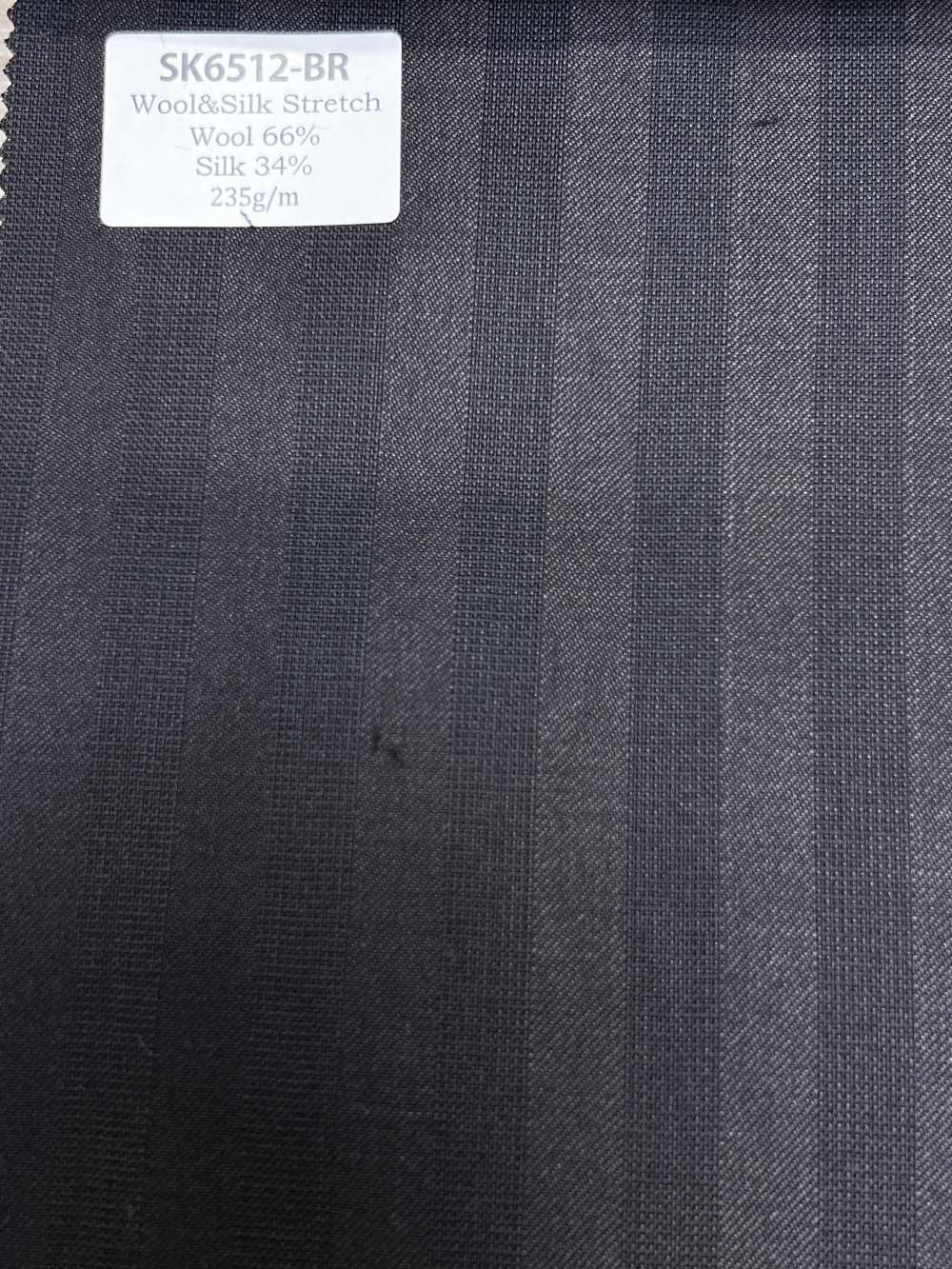 SK6512-BR 日本国产 真丝羊毛弹力 棕色条纹[面料] 细井商事株式会社