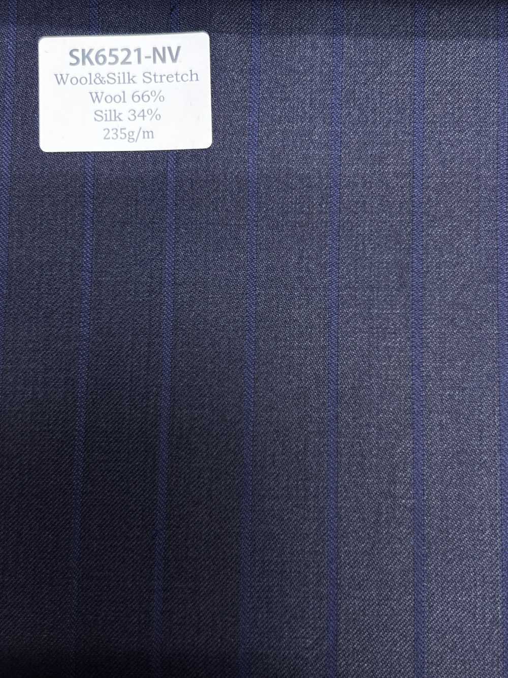 SK6521-NV 日本国产 真丝羊毛弹力 棕色条纹[面料] 细井商事株式会社